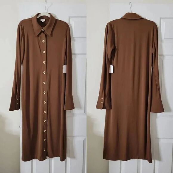 Song of style alice midi dress in chocolate brown Large NWT - Picture 4 of 12